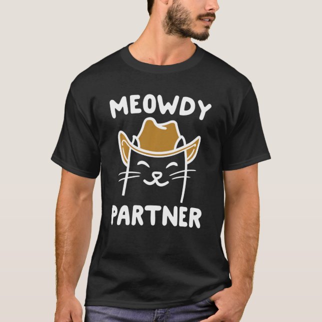 T-shirt Funny Meowdy Partner Chat (Devant)