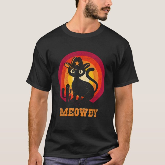 T-shirt Funny Meowdy Texas Ranger Cat Meme (Devant)