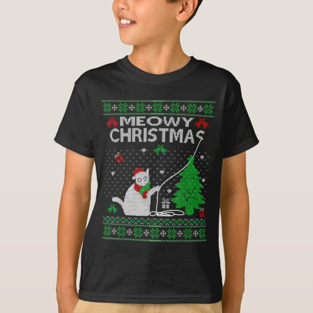 T-shirt Funny Meowy Christmas Cats Xmas Cute Cat Lover Ugl (Devant)