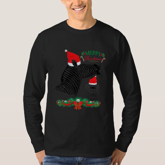 T-shirt Funny Merry Christmas Zebra and Monkey Animal (Devant)