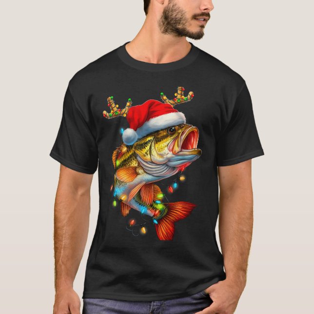 T-shirt Funny Merry Fishmas B Fish Fishing Christmas Xmas  (Devant)