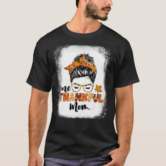 T-shirt Funny Messy Bun Automne Automne Thanksgiving Un Re