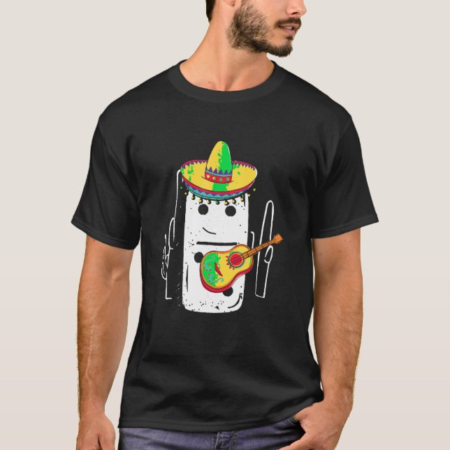 T-shirt Funny Mexicaine Domino Bones Domino Joueur T Chemi (Devant)