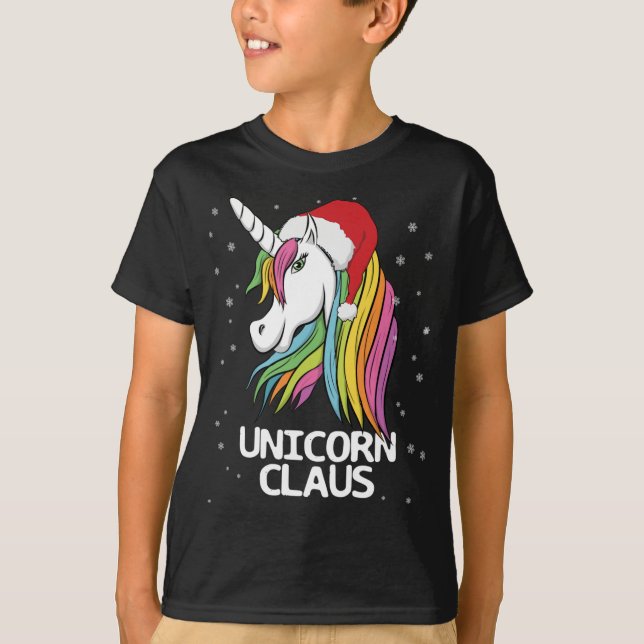 T-shirt Funny mignon Noël Unicorne Claus Père Noël (Devant)