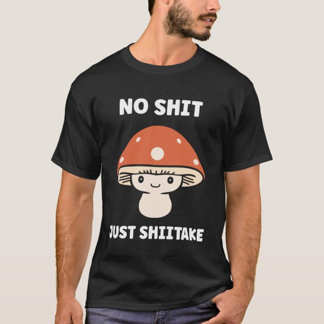T-shirt Funny Minimalist Mushroom Simple just Shiitake (Devant)
