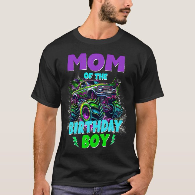 T-shirt Funny Mom Of The Birthday Boy Monster Truck (Devant)
