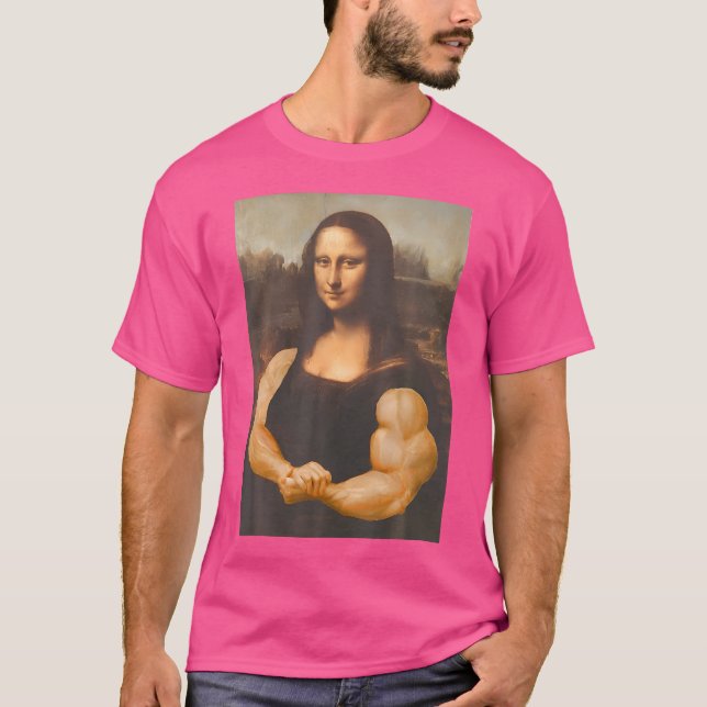 T-shirt Funny Mona Lisa Bodybuilding (Devant)