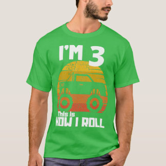 T-shirt Funny Monster Trucks 3e fête d'anniversaire trois