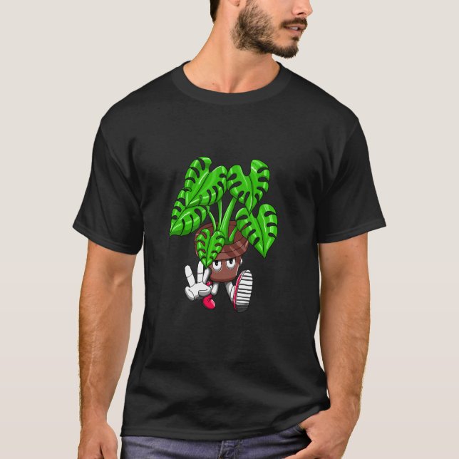 T-shirt Funny Monstera Plant Cartoon (Devant)