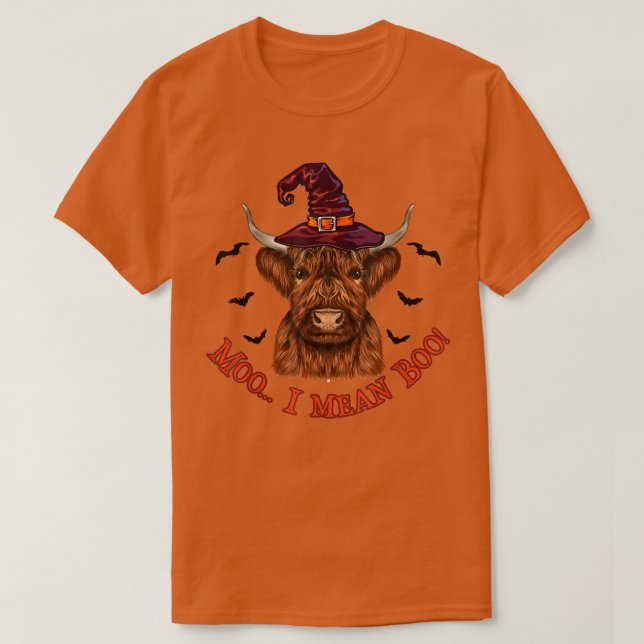 T-shirt Funny Moo I Mean Boo Cute Halloween Witch Cow Farm (Design devant)