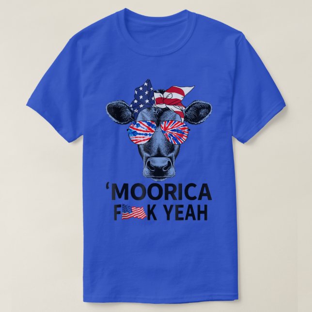 T-shirt Funny Moorica Cow 4 juillet Moo Patriotic Farmer (Design devant)