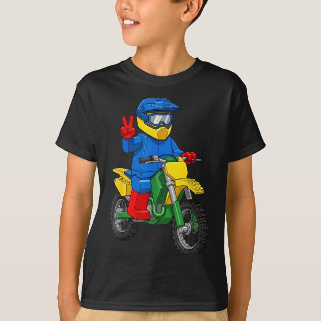 T-shirt Funny Motorbike Builder Boys Block Building Toys D (Devant)