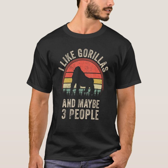 T-shirt Funny Mountain Gorilla Design Art Graphic Mountain (Devant)