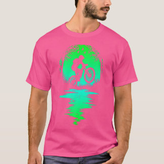 T-shirt Funny Mountain VTT VTT Vélo Sunset Silh