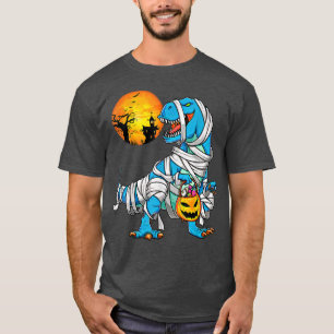 T-shirt Funny Mummy Dinosaur T re Pumpkin Red Moon Hallowe