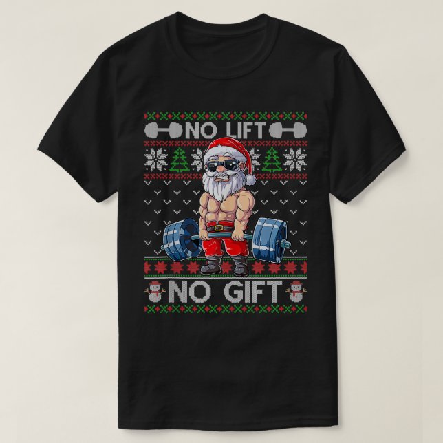 T-shirt Funny Muscle Père Noël Lifting Noël laid Christma (Design devant)