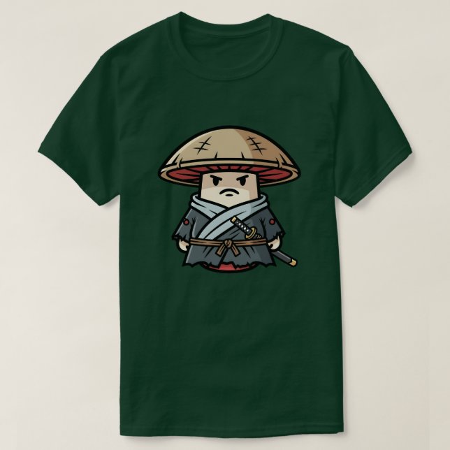 T-shirt Funny Mushroom Ronin Wandering Samurai Illustratio (Design devant)