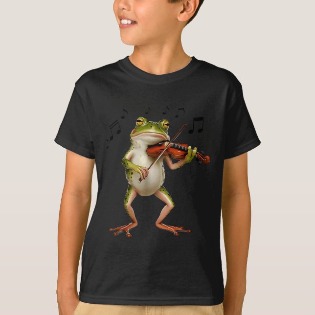 T-shirt Funny Musician Violinist Cute Frog Playing Violin  (Devant)