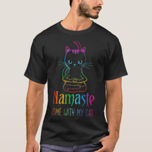 T-shirt Funny Namaste Maison Avec Mon Chat Namastay Zen Ki