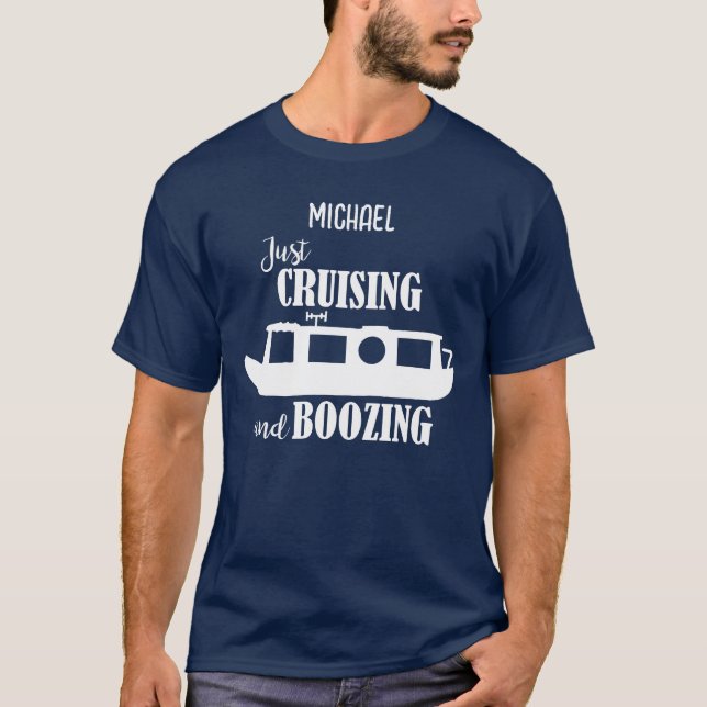 T-shirt Funny Narrowboat Cruising and Boozing (Devant)