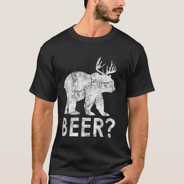 T-shirt Funny Nerdy Beer Bear Deer Hunter Drinker Pun cade (Devant)