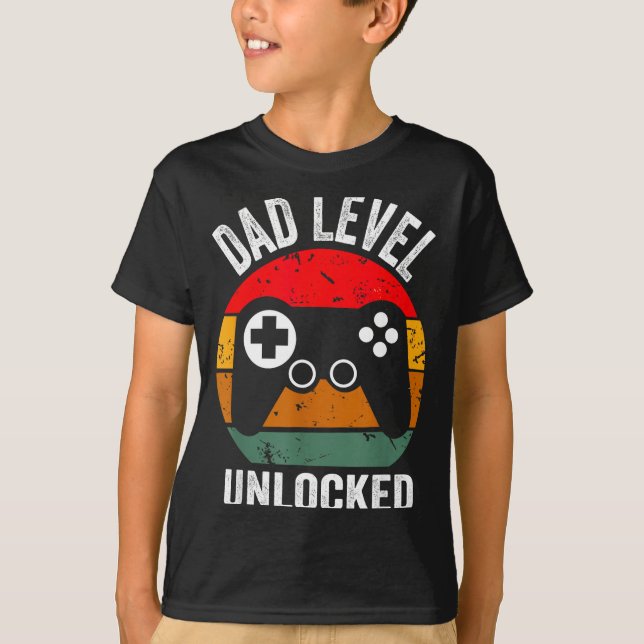 T-shirt Funny New Dad Shirt Dad Level Unlocked Tee Shirt G (Devant)