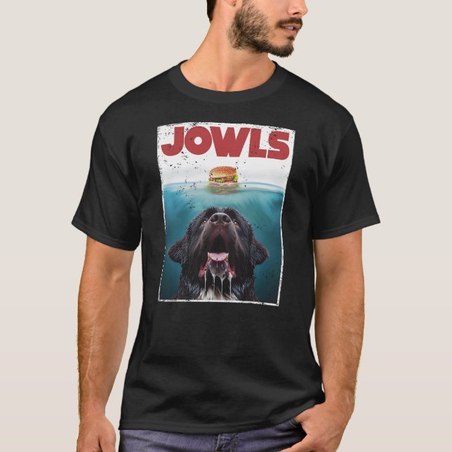 T-shirt Funny Newfoundland Dog, Newfie Lab Jowls Burger, D (Devant)