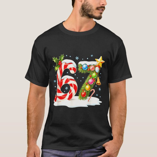 T-shirt Funny Nice Naughty 6 7 Christmas 67 Meme Xmas Boys (Devant)