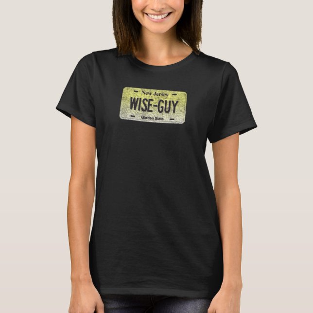 T-shirt Funny Nj State Vanity License Plate Wise Guy (Devant)