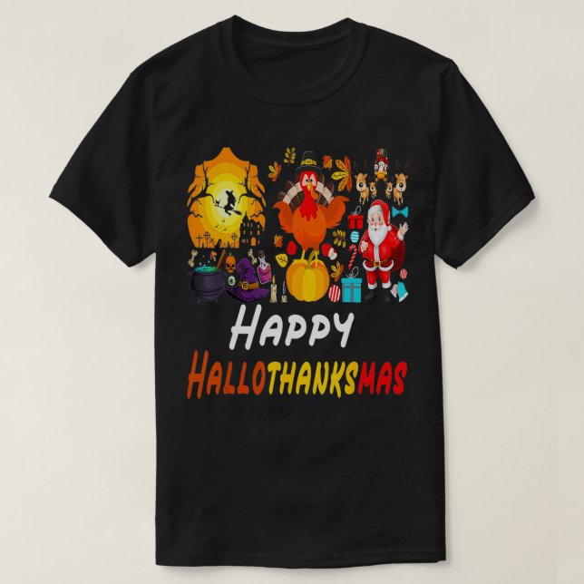 T-shirt Funny Noël d'Halloween de Thanksgiving (Design devant)