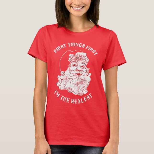 T-shirt Funny Noël Santa Clause Red Holiday Festive (Devant)