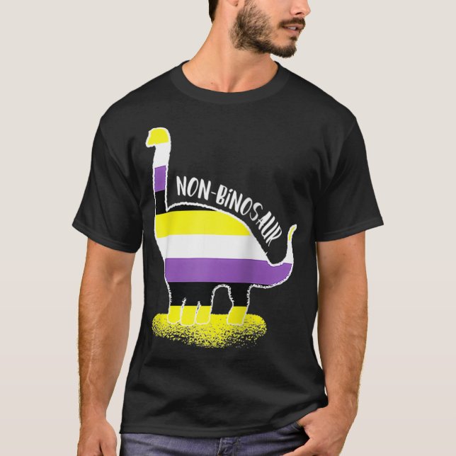 T-shirt Funny Non Binosaur Enby Genderqueer Non Binary (Devant)
