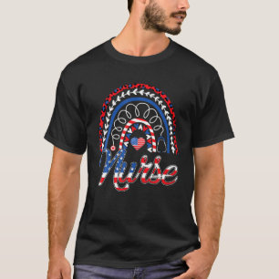 T-shirt Funny Nurse Stethoscope American Flag Rainbow 4E