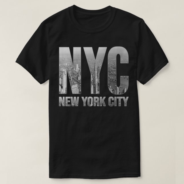 T-shirt Funny NYC Skylines New York City qui ne dort jamai (Design devant)