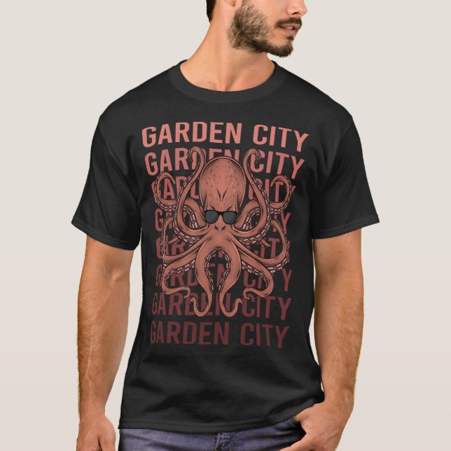T-shirt Funny Octopus Garden City (Devant)