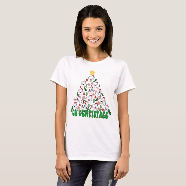 T-shirt Funny Oh Dentistree Dentiste Noël (Devant entier)
