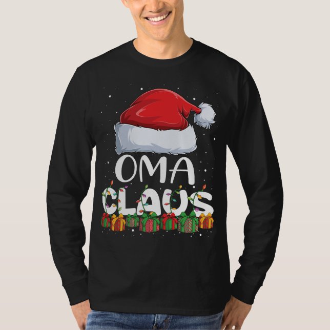 T-shirt Funny Oma Santa Claus Pyjamas de Noël Famille Mat (Devant)