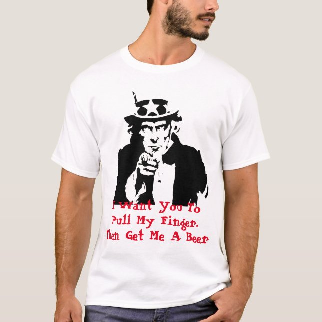 T-shirt Funny Oncle Sam Mème : Tirer mon doigt Me chercher (Devant)