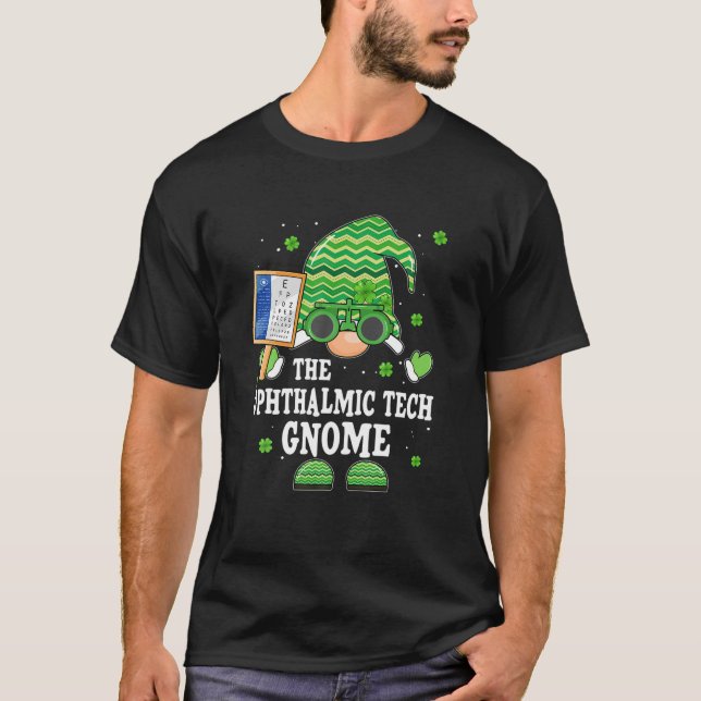 T-shirt Funny Ophtalmique Tech Gnome Optométriste St Patri (Devant)