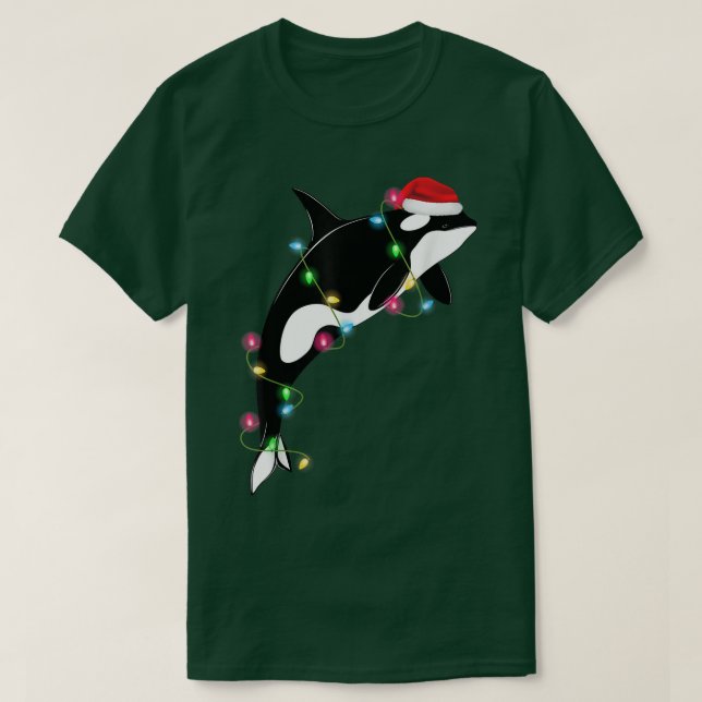 T-shirt Funny Orca Killer Whale Santa Hat Christmas Sea An (Design devant)