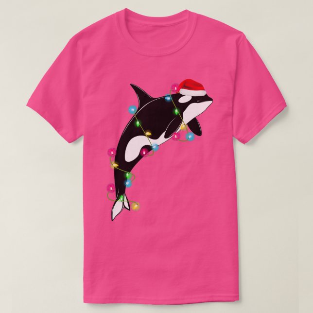 T-shirt Funny Orca tueur baleine Santa Hat (Design devant)