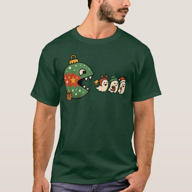 T-shirt Funny Ornament Eating Holiday Ghosts Gamers Christ (Devant)