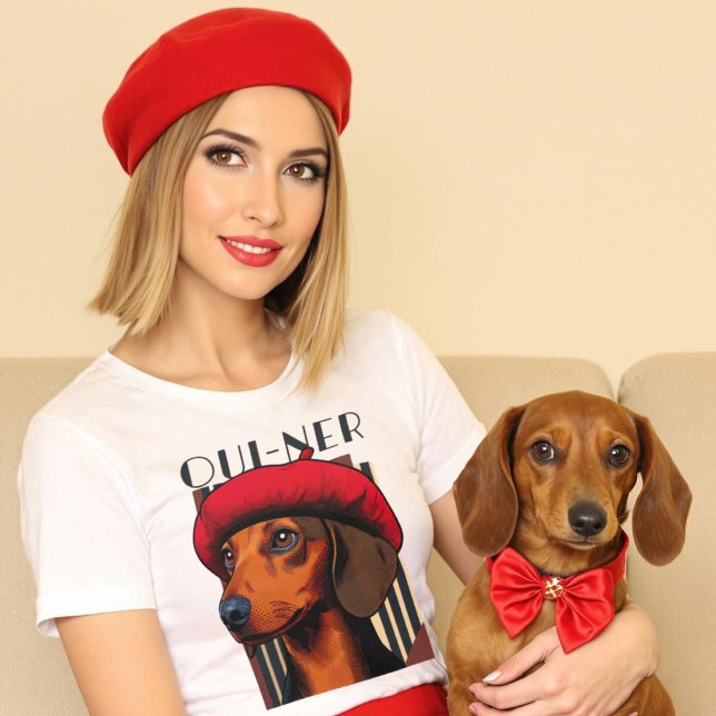 T-shirt Funny Oui-Ner Amoureux des chiens français Weiner (Funny Oui-Ner French Weiner Dog Lover T-Shirt.)