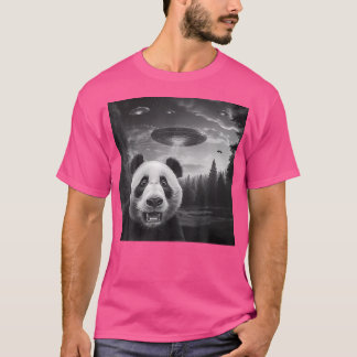 T-shirt Funny Panda Selfie En Alien Ufo Invasion