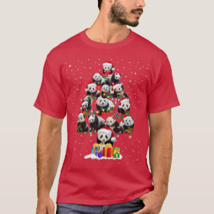 T-shirt Funny Pandas Santa Hat Arbre de Noël Ornement Xma