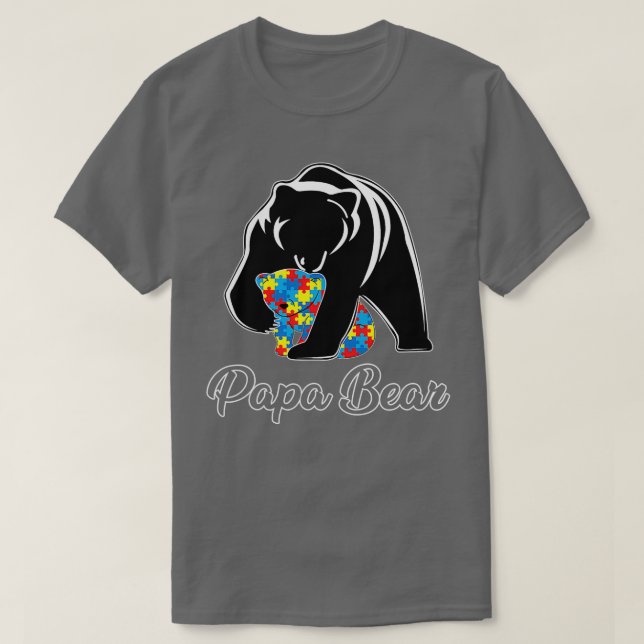 T-shirt Funny Papa ours Sensibilisation sur l'autisme Auti (Design devant)