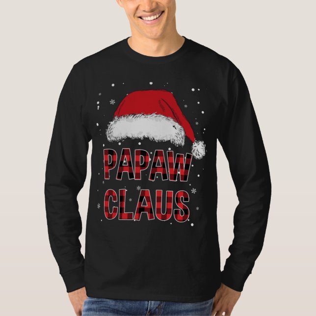 T-shirt Funny Papaw Claus Rouge Paillée Famille de Noël Pj (Devant)