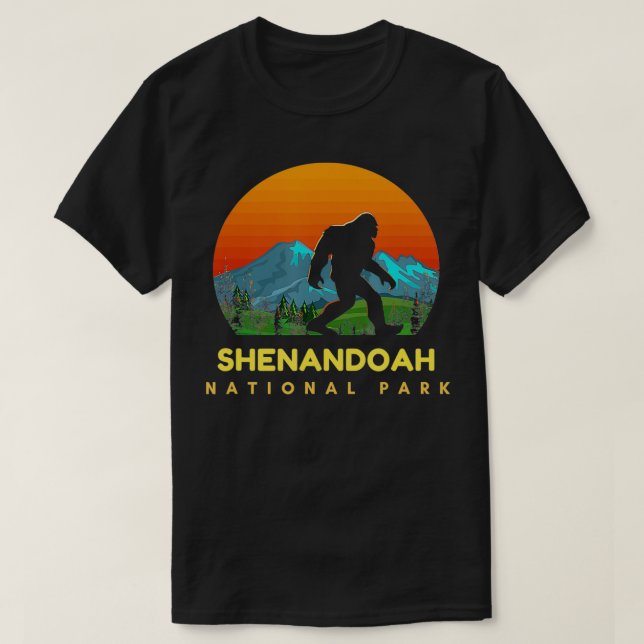 T-shirt Funny Parc national de Shenandoah Bigfoot Randonné (Design devant)