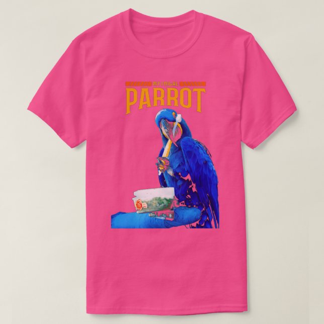 T-shirt Funny Parrot Contient Une Brosse Après Nourriture  (Design devant)