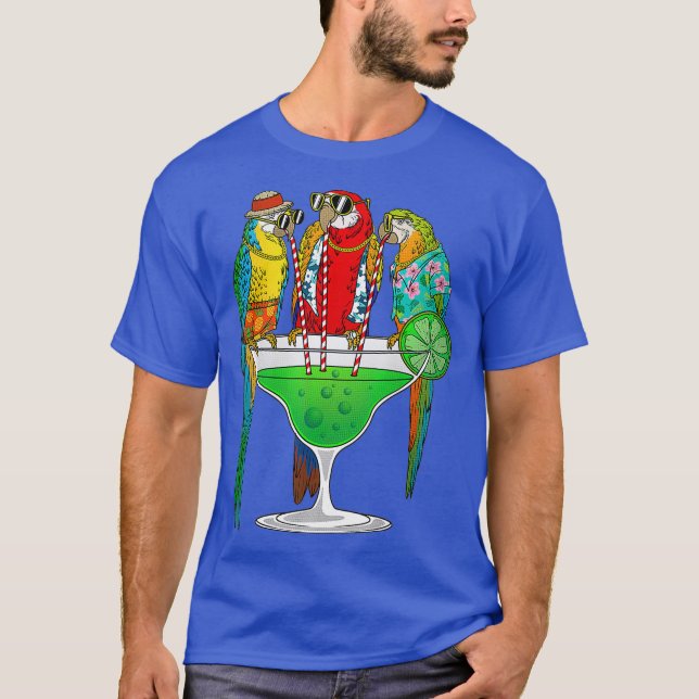 T-shirt Funny Parrot Hawaiian Margarita Cadeau Pour Hommes (Devant)